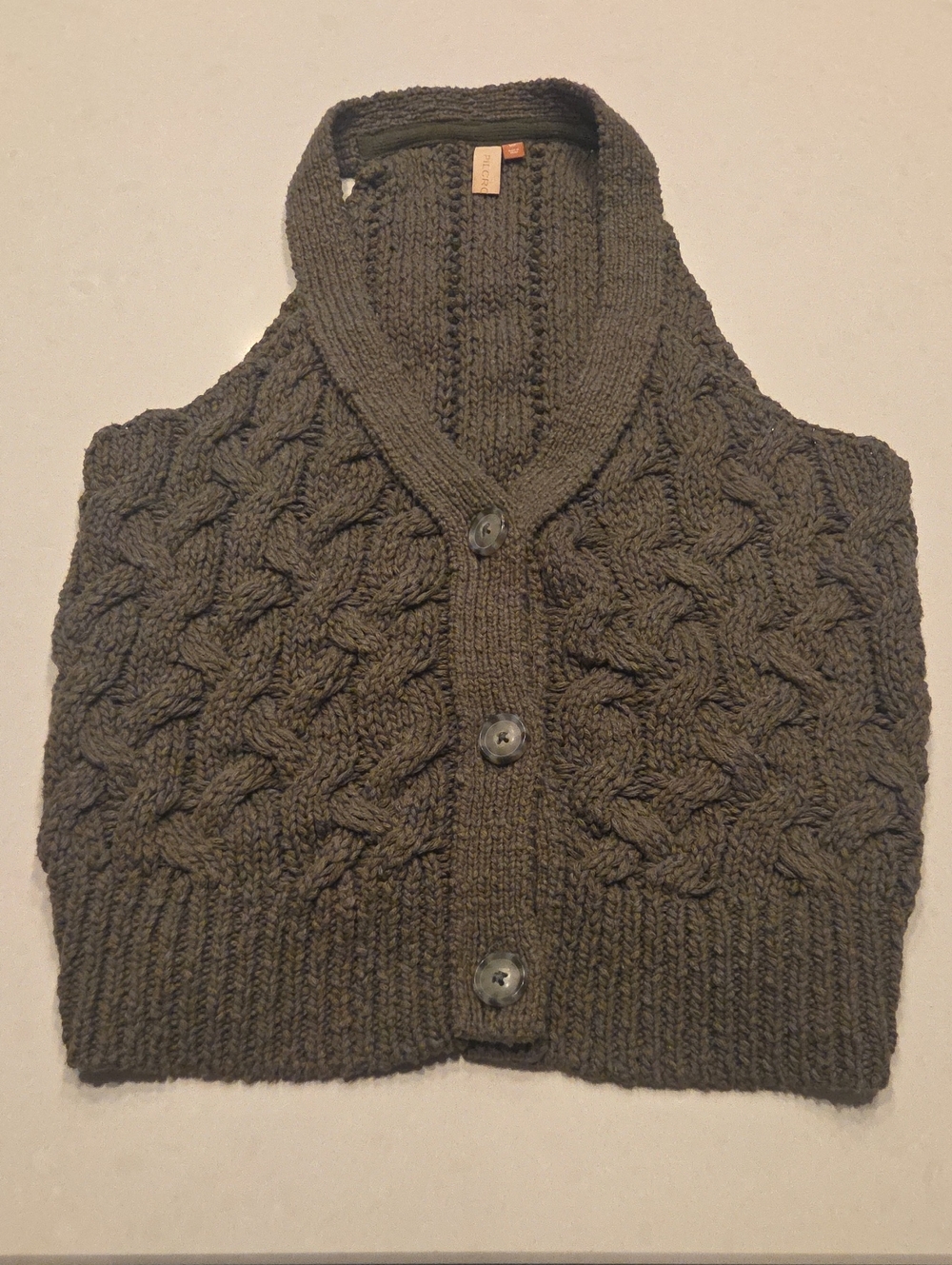 Pilcro Olive Green Cable Knit Button Front Vest